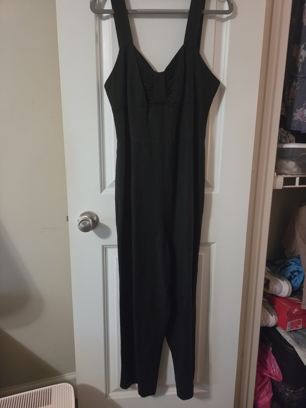 Nine West Black Wide-Strap Slim Jumpsuit